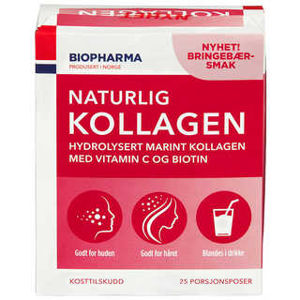 Biopharma - Norsk Kollagen - hydrolyzovaný morský kolagén s vitamínom C a biotinom - 25x5 g Príchuť: Malina