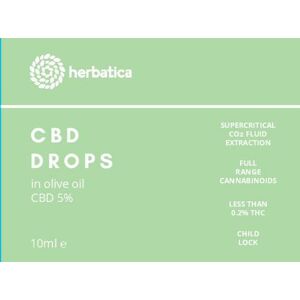 CBD kvapky 5% s olivovým olejom - Herbatica - 10 ml