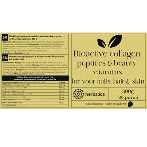 Bioaktívny kolagén s peptidmi a vitamínmi pre krásu, nechty, vlasy a pokožku - 300g - Herbatica Príchuť: Jahoda